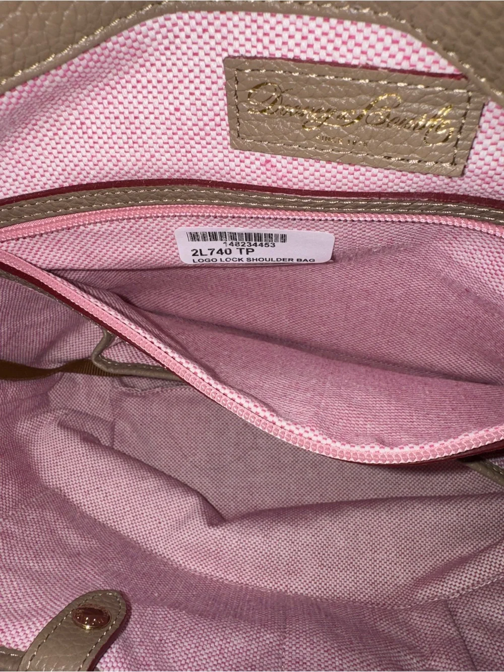 Dooney & Bourke Taupe Pebbled Leather Hobo with Coin Purse